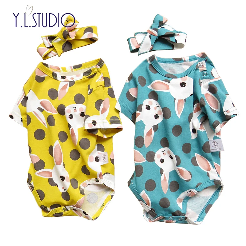 

Baby Girl Clothes Newborn Rompers New Born Baby Clothes Summer Gril Headdress Cute Rabbit Printed Body One Piece Outfit 2018