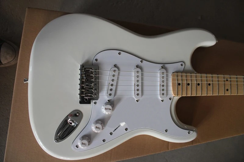 

Factory store white ST signature 6 string Chrome Hardware Electric Guitar Guitarra free shipping