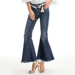 WQJGR осенние джинсы женские Личности мадам ковбой Высокая талия джинсы Wid ноги брюки