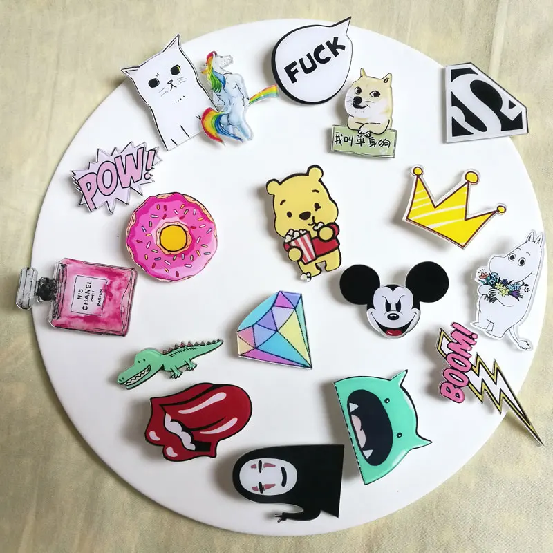 1 PCS Kawaii Icon Free Shipping Acrylic Pin Badge Cartoon Icons Backpack Decoration Badges