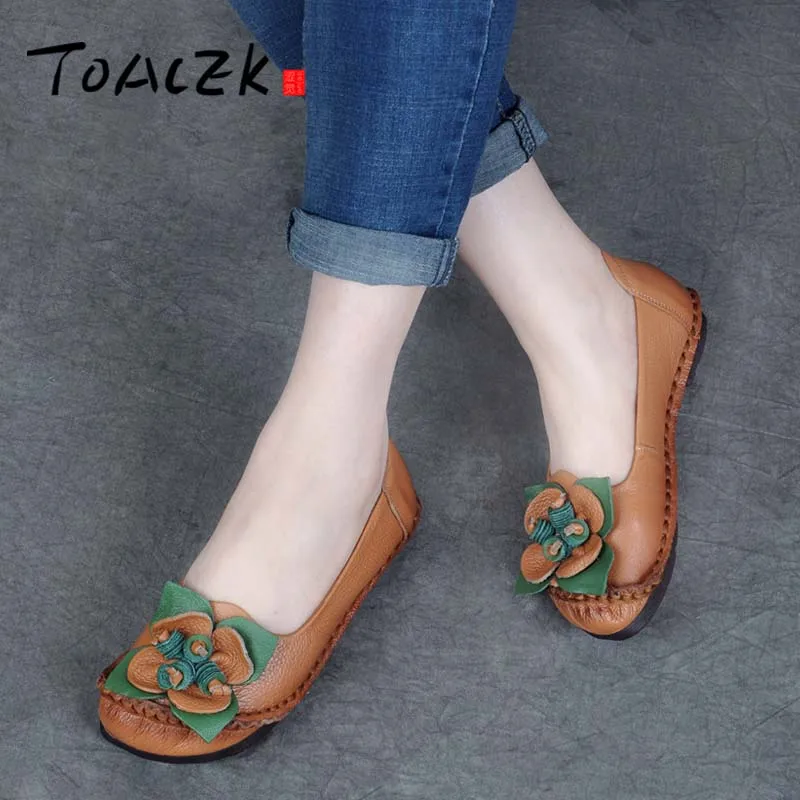 

Flower hand-made vintage single-shoe folk style women's shoes new leather soft sole flat shoes autumn mother shoes
