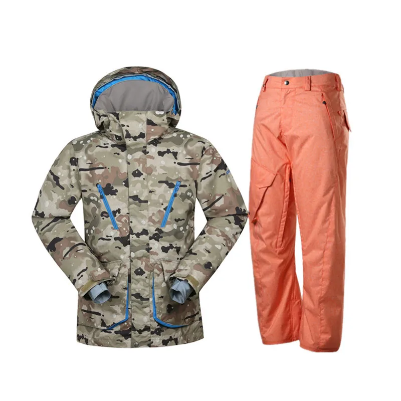GSOU Снежный бренд, зимний лыжный костюм, Мужская лыжная куртка, брюки, водонепроницаемые комплекты, куртка для сноуборда, штаны, горные лыжные костюмы, зимняя одежда - Цвет: 01