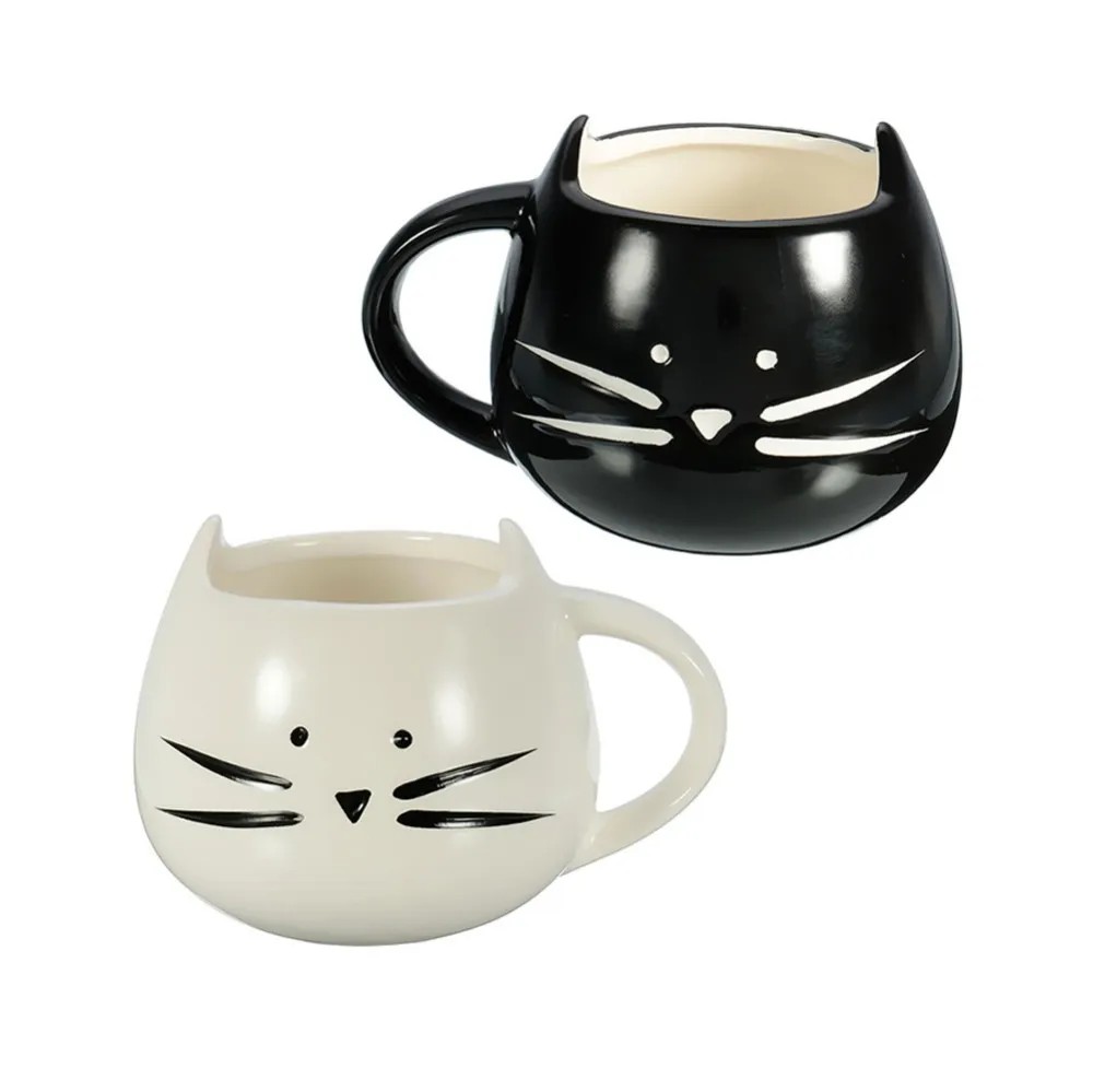 С милым рисунком кота Кофе молоко Чай напиток Керамика чашку белый/черный любовник подарок для детей Новый груза падения