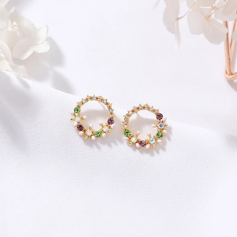 Женские серьги из горного хрусталя EARS HIGH New Tiny Cute Shiny многоцветные цветочные для