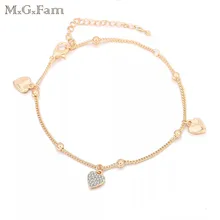 MxGxFam(22 см+ 5,5 см) Мода 18 K сердце ножной браслет женский кристалл для без свинца и никеля