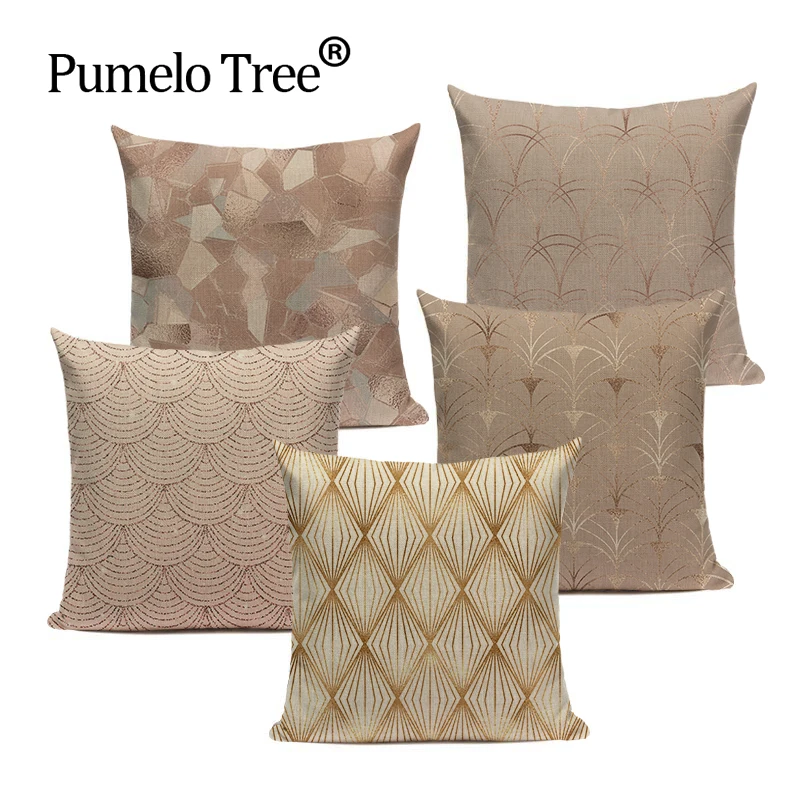 

Rustic Style Cover Pillows Gold Cover Cushion Kissen Simple Style Decorative Pillowcase Shabby Chic Geometric Decor Cushions