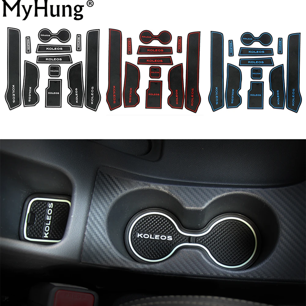 

For Renault Koleos 2009 To 2013 Car Anti-slip Non-slip Rubber Cup Sticker Gate Slot Pad Door Groove Mat Car-Styling 11pcs