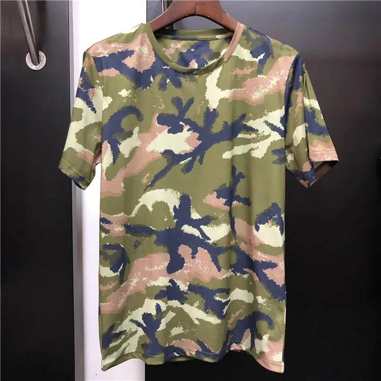 

2019 new fashion 19ss new camouflage designer arrival famous print rivet tee t shirt short sleeve cotton brand for men luxury