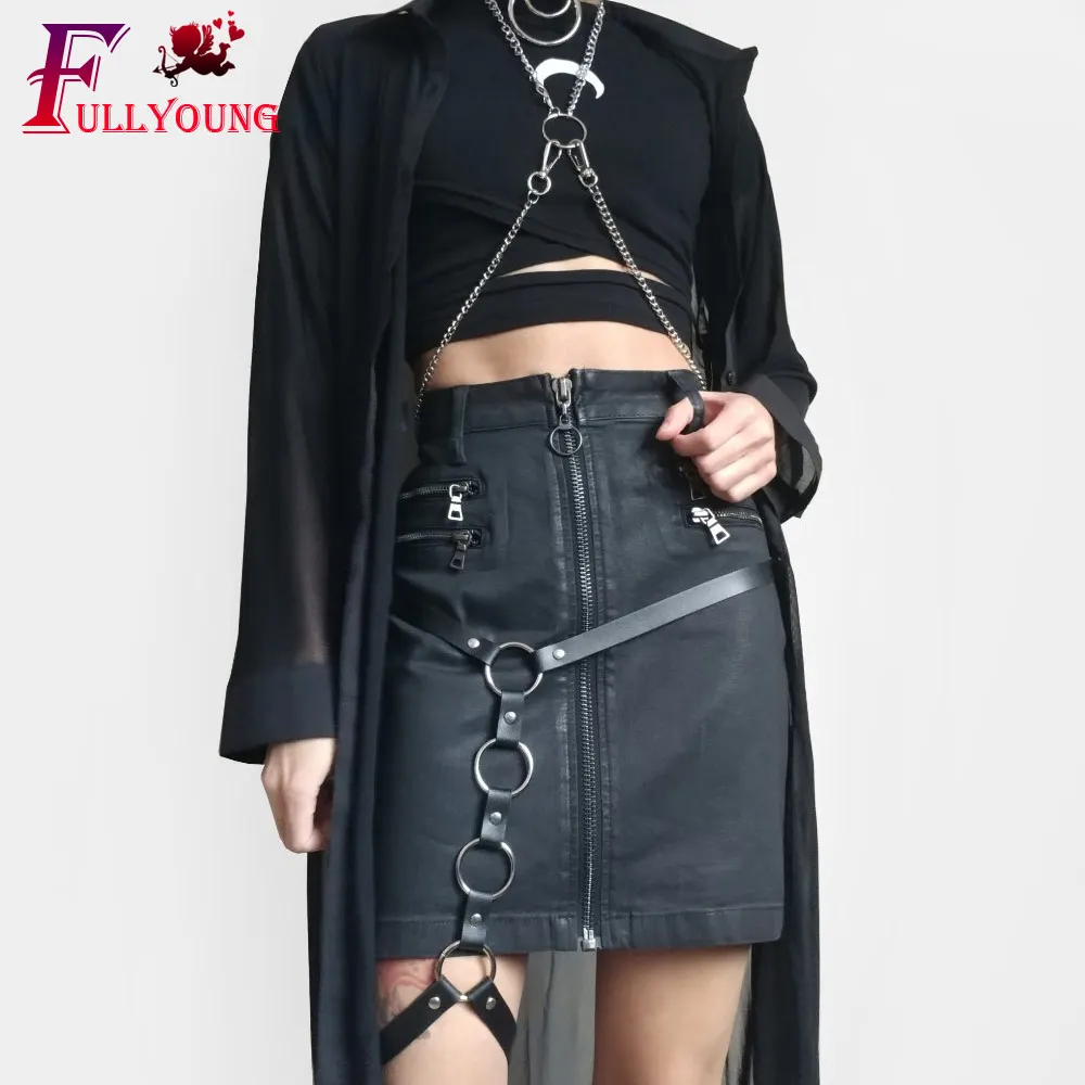 

Fullyoung Leather Harness Body Belts Hip-hop Sexy Garter Belts Leg Ring With Suspenders Straps PU Leather Belt Punk Bondage Belt