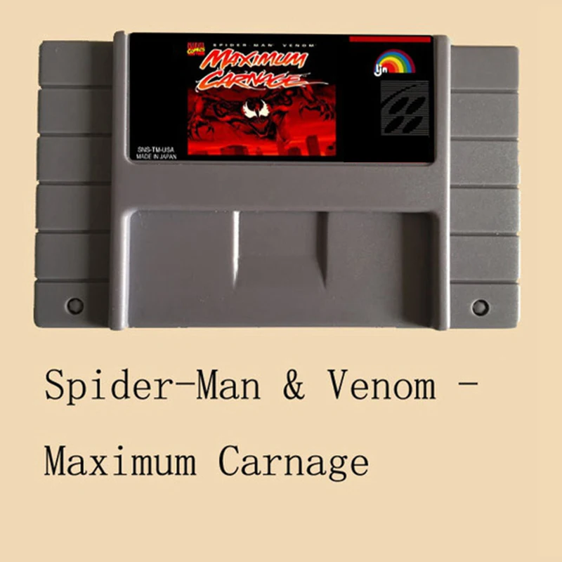 

Spiderman Venom Maximum Carnage USA Version 16 bit Big Gray Game Card