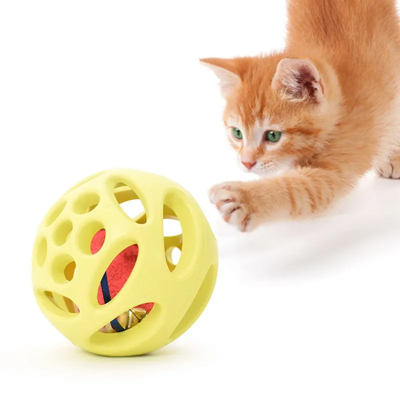 

Cat Rubber Rolling Ball Toy Pet Interactive Toy For Cats With Catnip Bell Mouse Inside Scratch Resistant Training Pet Supplies