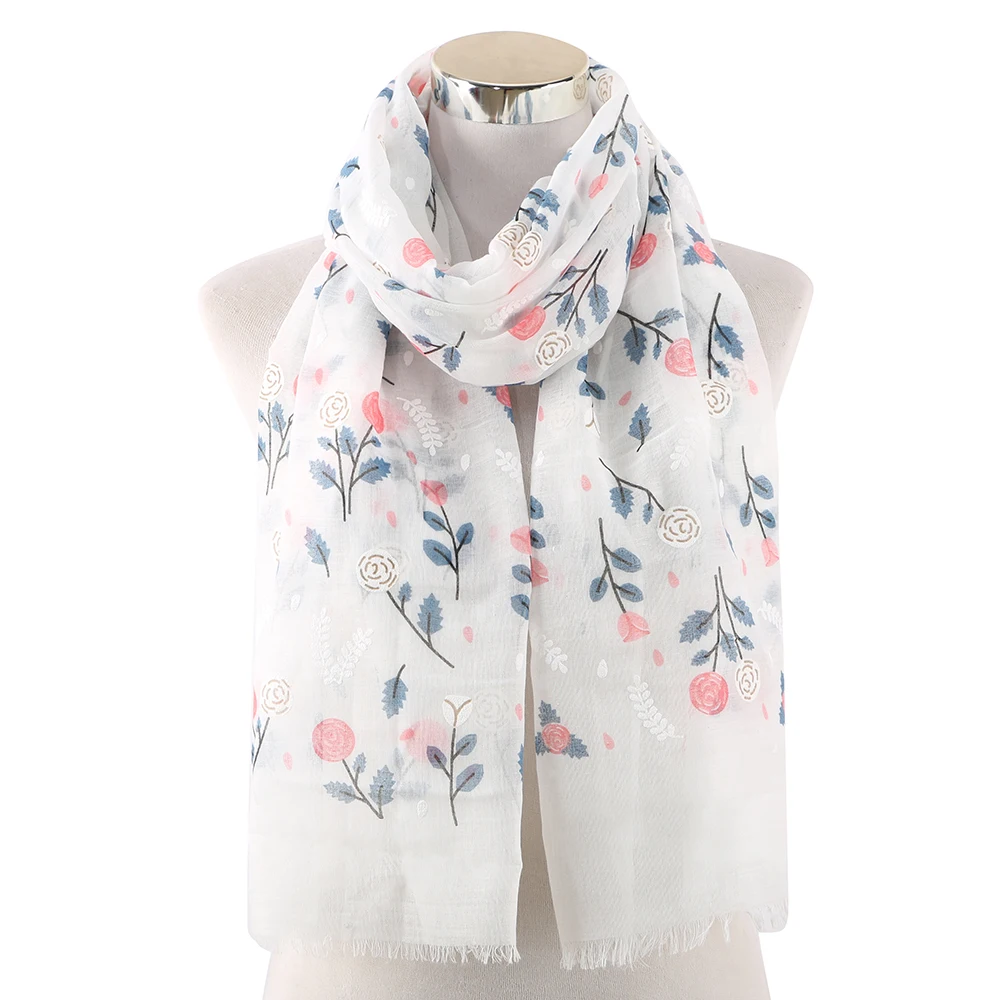 FOXMOTHER новые весенние шарфы с цветочным узором Echarpes fulards Femme розовый небесно-голубой белый цвет шарфы с цветочным принтом женская мода