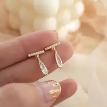 Корейские простые серьги для женщин бар циркониевые серьги маленькие милые модные ювелирные изделия