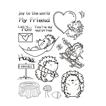 

DIY Hedgehog Stamp Crafts Toys for Baby Scrapbooking Photo Album Cards Transparent Acrylic Seal Clear Stamps Sheet 10x10cm