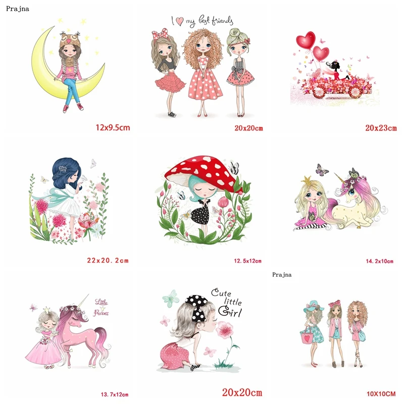 Prajna Series Of Barbie Iron-On Transfers Cute Girl Stickers On Clothes Cartoon Iron Sticker Vinyl PVC Patch DIY Applique Badge