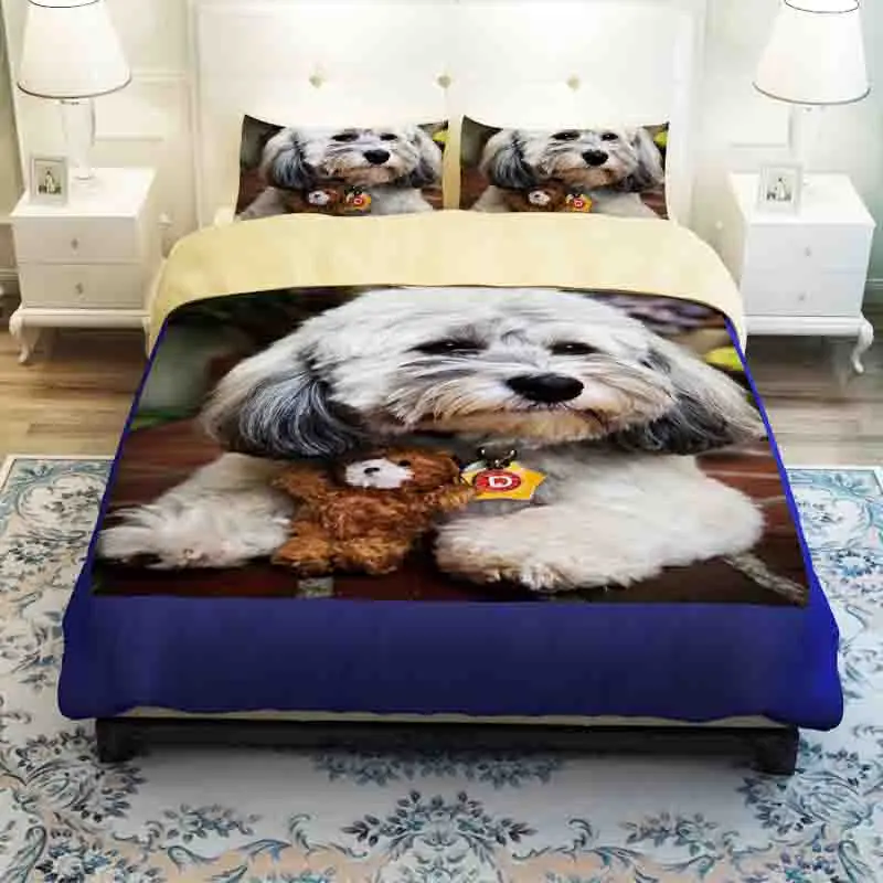 3D Animal Print Dog Printed Bedding Set Twin & Queen & King Size Duvet