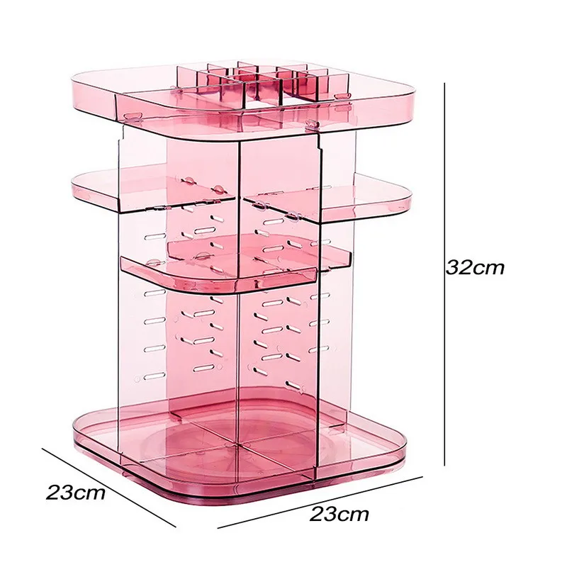 360-degree Rotating Makeup Organizer cosmetic Display Case round jewelry storage rack box Adjustable Cosmetic Storage Rack