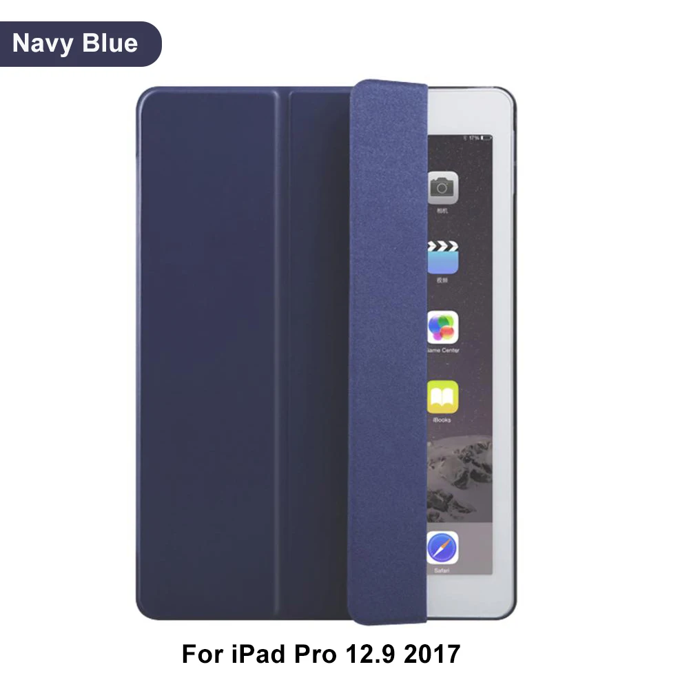 Умный чехол для Apple iPad Pro 12,9 12," из искусственной кожи чехол для планшета складной чехол-книжка с функцией автоматического пробуждения/сна - Цвет: Navy Blue For 2017
