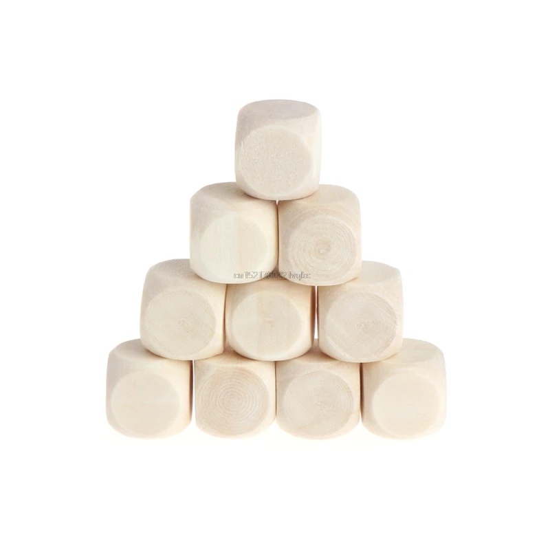

10pcs 6 Sided Blank Wood Dice Party Family DIY Games Printing Engraving Kid Toys