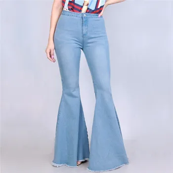 

2018 Spring New Women Retro High Waist Jeans Slim Bodycon Flare Denim Pants Full Length Punk Plus Size Vintage Jeans Flare Jeans