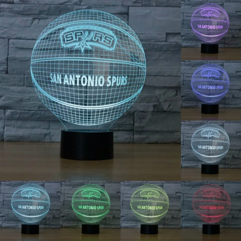 

USB table desk Lamp basketball Team Logo 3D Light LED Basketball 7 color changing touch switch light IY803876