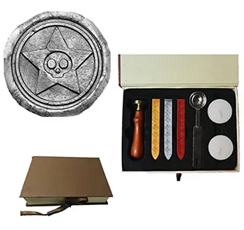 

Vintage Skull in Star Halloween Wedding Invitation Custom Picture Wax Seal Sealing Stamp Sticks Spoon Gift Box Set Kit