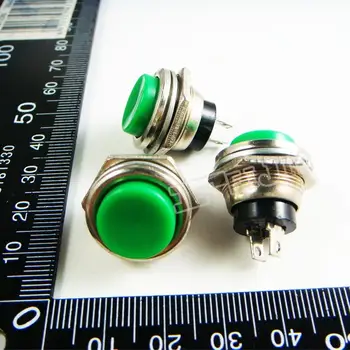 

DS-212 Button color Green 3A/125VAC OFF-ON 2Pin Non Self-locking Push Button Switch (Self reset switch) 20Pcs/lot