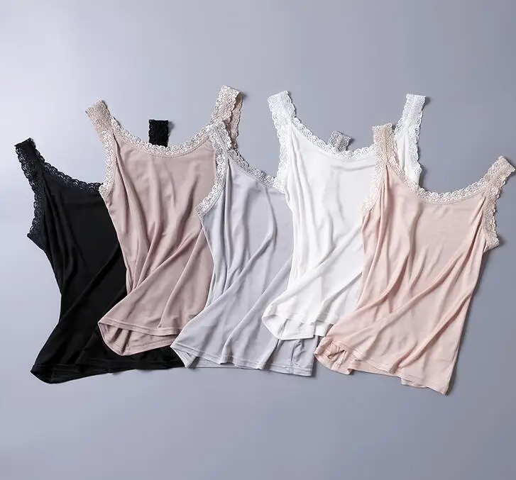 100% Silk Knit Lace Camisole Tank Top Vest Shirt Sleepwear Spaghetti Strap TG312 | Женская одежда
