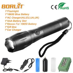 BORUIT XM-L T6 5000LM Алюминий Водонепроницаемый масштабируемой светодио дный фонарик 5 режимов фонарик для 18650 Перезаряжаемые Батарея для кемпинга