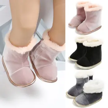 

2018 Brand New Toddler Infant Newborn Child Kid Baby Girl Solid Snow Boots Winter Warm Fur Crib Shoes Prewalker