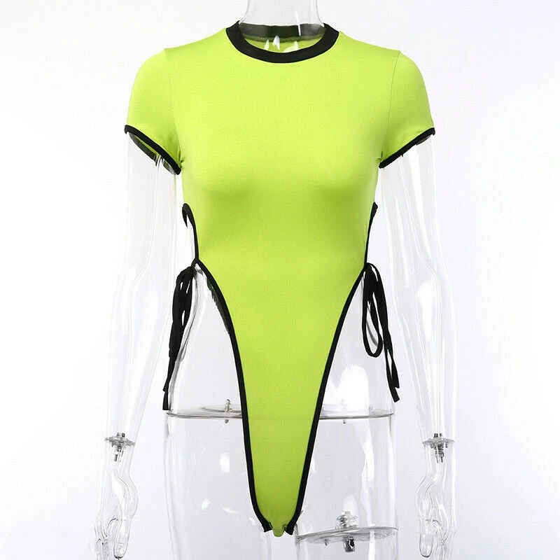 

Sexy Women Short Sleeve One Piece Bikini Summer Monokini Bodysuits Stretch Swimwear Sold Hollow Out Swimsuits Lady Holiday Beach