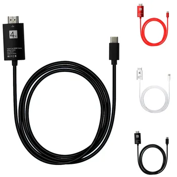 

New For Samsung S8 P0 2M HDTV Adapter Cable 4K Type C USB-C to HDMI Cable 6FT USB 3.1 Thunderbolt 3 Audio Video Cable Compatible
