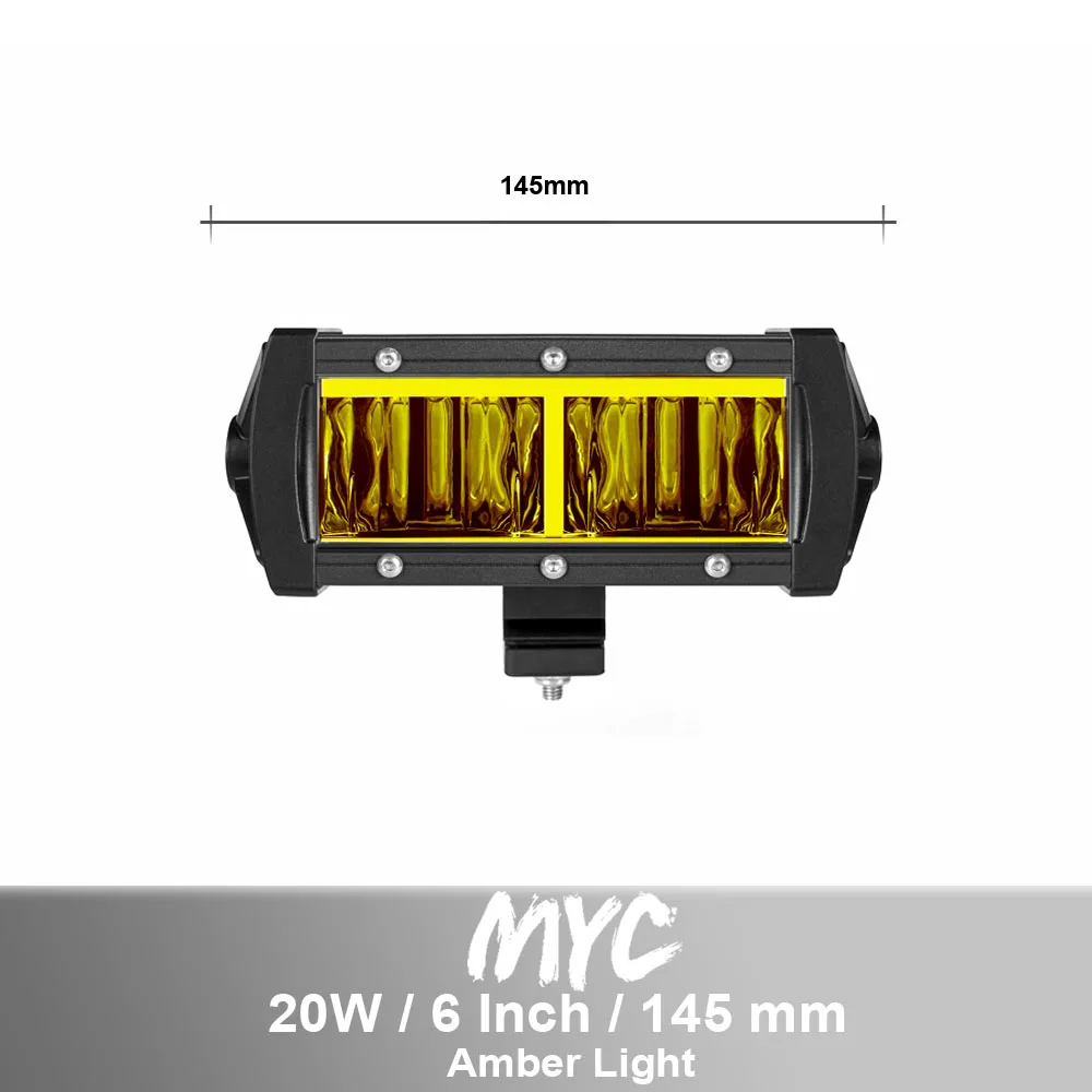 9D объектива 20 Вт 60 Вт 120 Вт Водонепроницаемая светодиодная шина свет для Jeep ATV УАЗ внедорожник автомобиль 4WD 4x4 экскаватор трактор внедорожные фары дальнего света - Цвет: 20W Amber Light x1