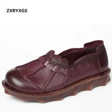 Лидер продаж; Новинка; обувь из воловьей кожи ручной работы в стиле ретро; женская обувь на плоской подошве; сезон весна года; удобная обувь на плоской подошве; женская Нескользящая модная обувь