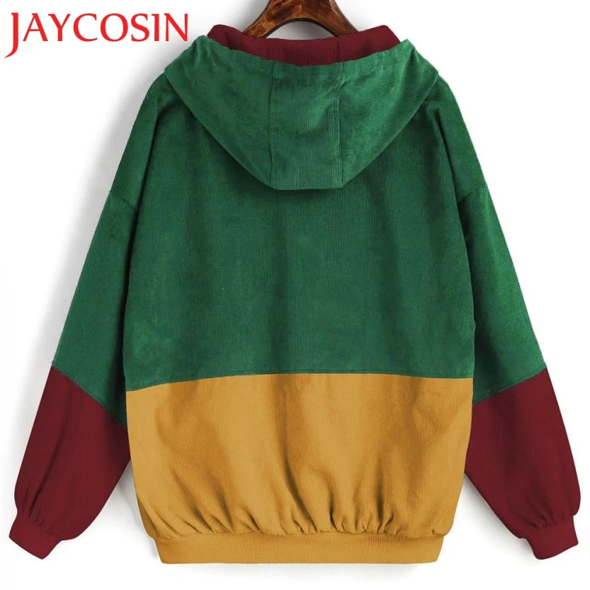 Куртка Для женщин с длинным рукавом вельвет лоскутное Oversize куртка на молнии
