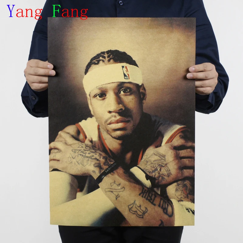 

Vintage NBA Basketball Star Classic Allen Iverson Poster Bar Cafe Home Decor Retro Kraft Paper Wall Sticker 51*35cm