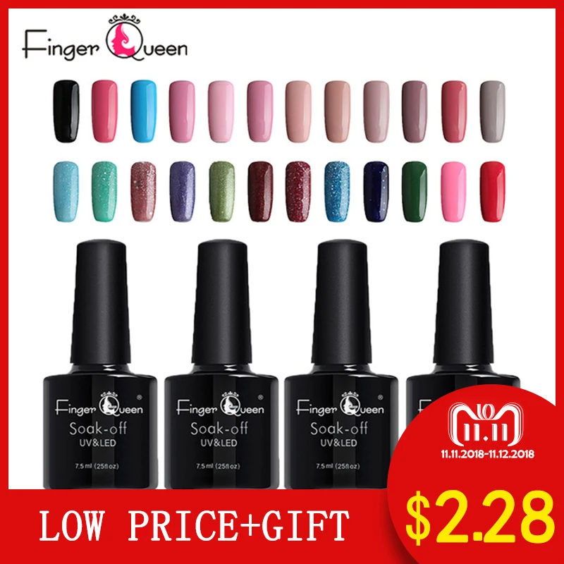 

Fingerqueen Gel Nail Polish Different Colors Smooth Pretty Nails Gel Lacquer Nail Art 7.5ml Professional UV Gel Nail Polish
