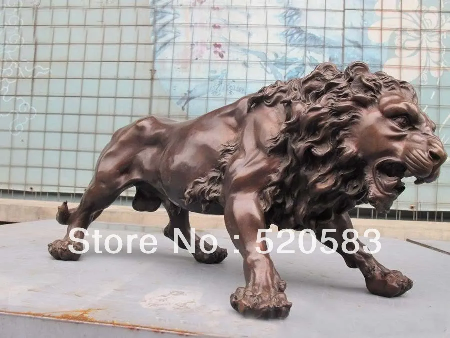 

Chinese Pure Bronze Foo Dog African lion Deco Statue