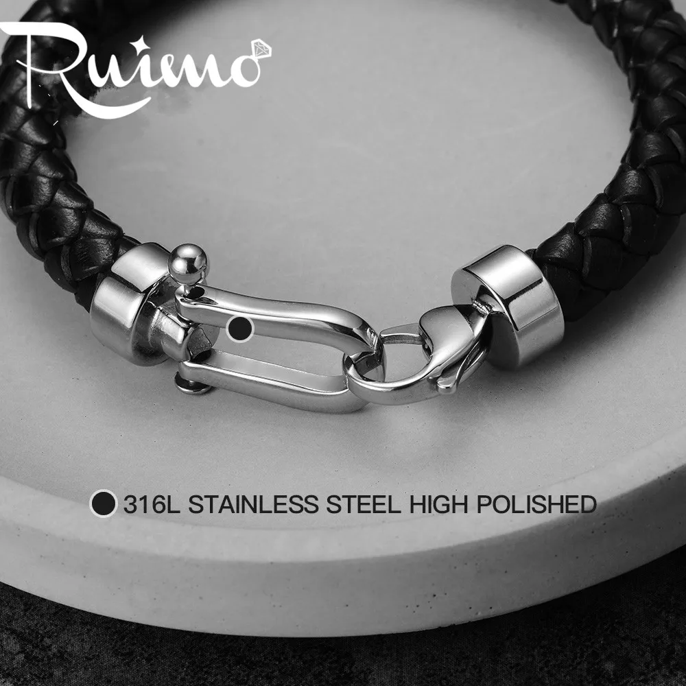 Мужской кожаный браслет из нержавеющей стали 316l|fashion men bracelet|men braceletmen bracelet fashion |