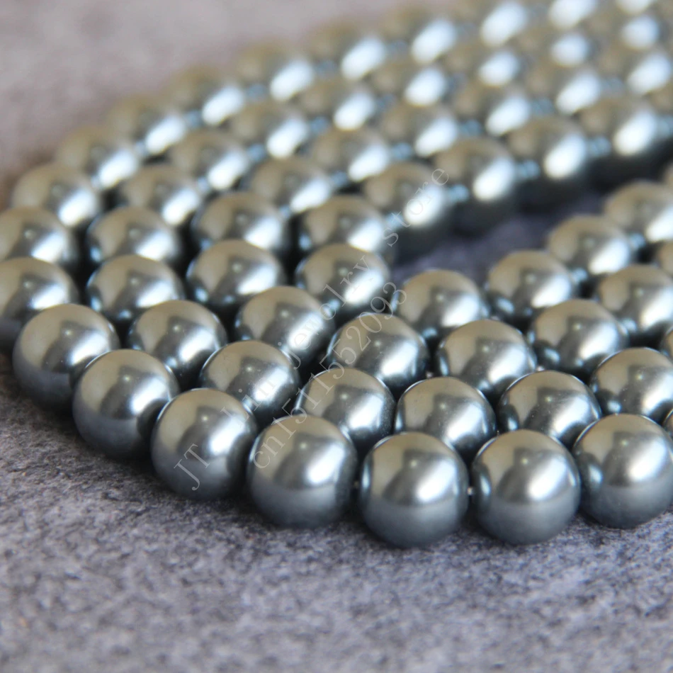 12mm Silver Grey Shell Pearl Loose Beads Fit for Making Bracelet