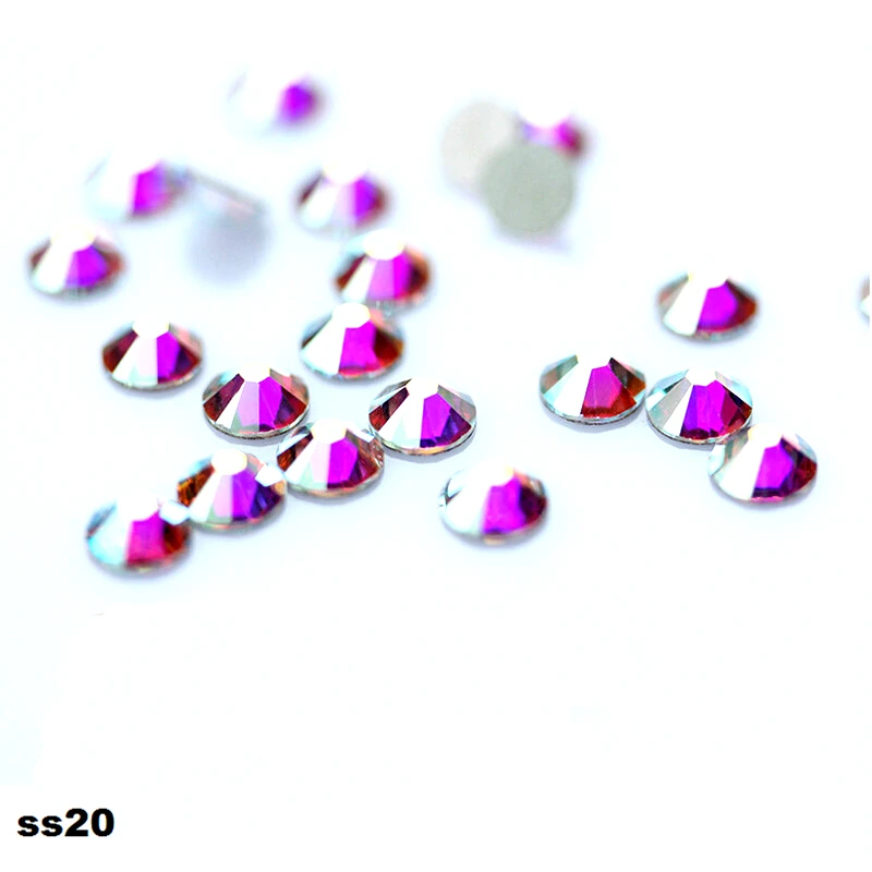

1440pcs/Lot, ss20 (4.8-5.0mm) Crystal AB Flat Back Nail Art Glue On Rhinestones decoration / Non Hotfix stones and crystals