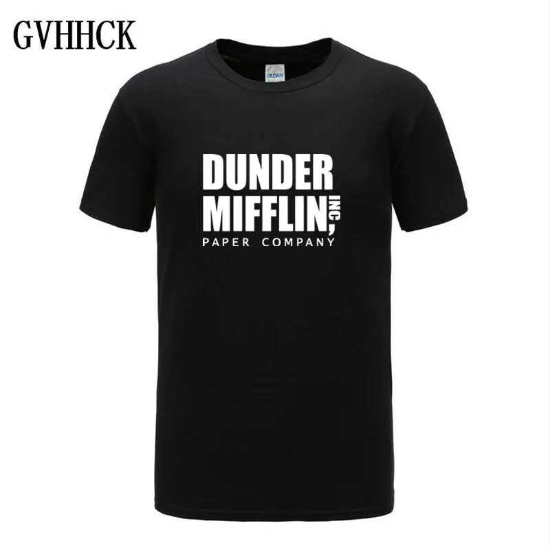 Новая компания футболка мужская с коротким рукавом Офис ТВ шоу даундер Миффлин бумага футболка вырез лодочкой футболки для женщин плюс размер - Цвет: black