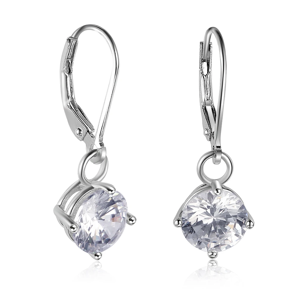 

925 Sterling Silver Round Cubic Zirconia Dangle Earrings For Women Engagament Wedding Drop Earrings Gift For Girls(EA102015)