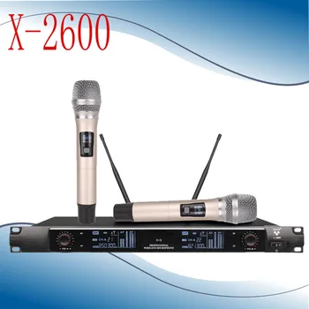 

Wireless X-2600 Professional Microphone 2 Channel VHF Professional 2 Handheld Microphone Stage Karaoke Wireless Microphone