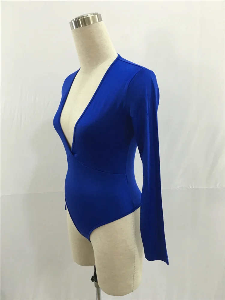 sequin bodysuit Women Plunging V Neck Rompers Autumn Spring Long Sleeve Solid Colors Bodysuit One Piece Basic Jumpsuit Plus Size S-2XL body suits for women