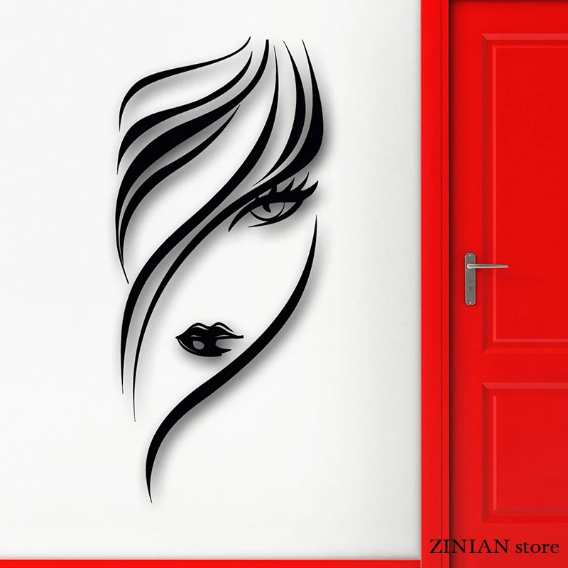 

Hairstyle Sexy Girl Wall Decals Hairdressing Beauty Salon Wall Stickers For Barbershop Removable Art Mual Home Decoration H042