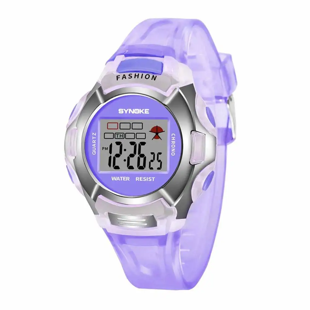 Детские многофункциональные детские часы с будильником, светящиеся электронные водонепроницаемые часы 30 м для мальчиков и девочек, студенческие часы - Цвет: E