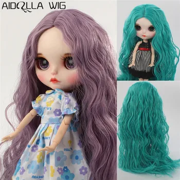 

High Guality Long Curly Green/Purple Wigs for Blyth Dolls High Temperature Fiber Doll Hair Wig Only