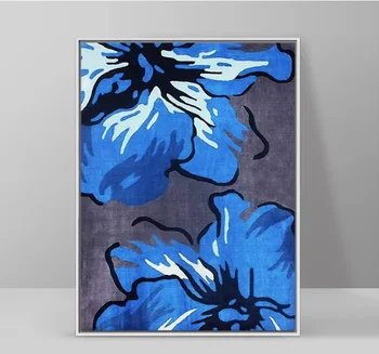 

Abstract Dark Blue Flower Print Picture Decorative Painting Modular Picture Wall Art Canvas Painting for Living Room No Framed