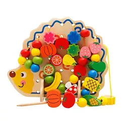 Деревянный Ежик фрукты Строка Бусины Детские Детский образовательный игрушка детский подарок